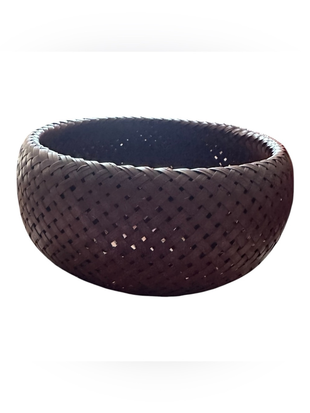 Vintage Woven Basket Bowl Dark Brown 8.5” Rustic Boho Farmhouse Decor